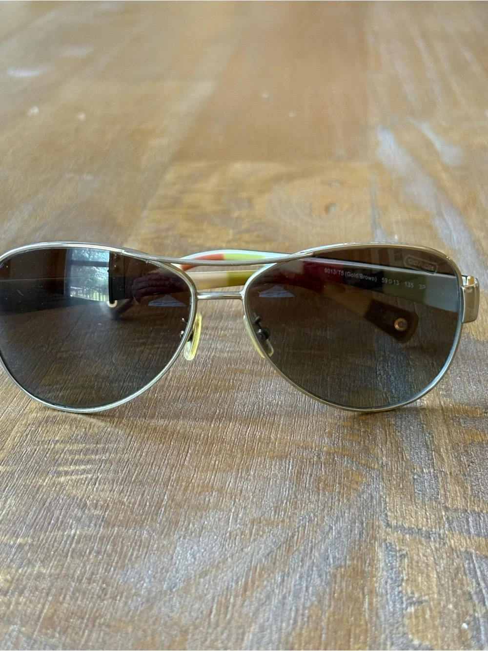 Coach Aviator Sunglasses with Brown Lenses and Gold Frame
